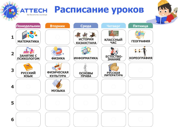 Визуальное расписание уроков